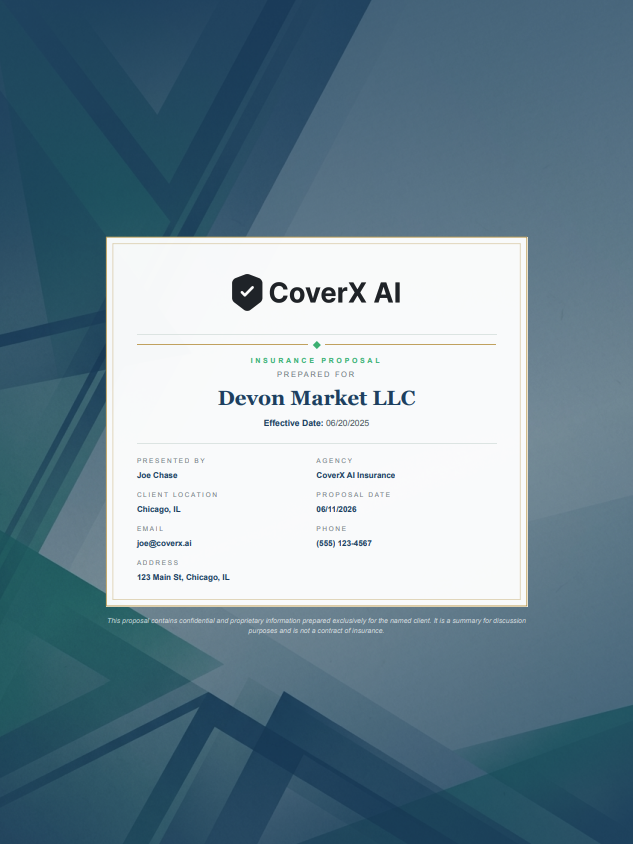 Proposal Generator insurance proposal cover preview
